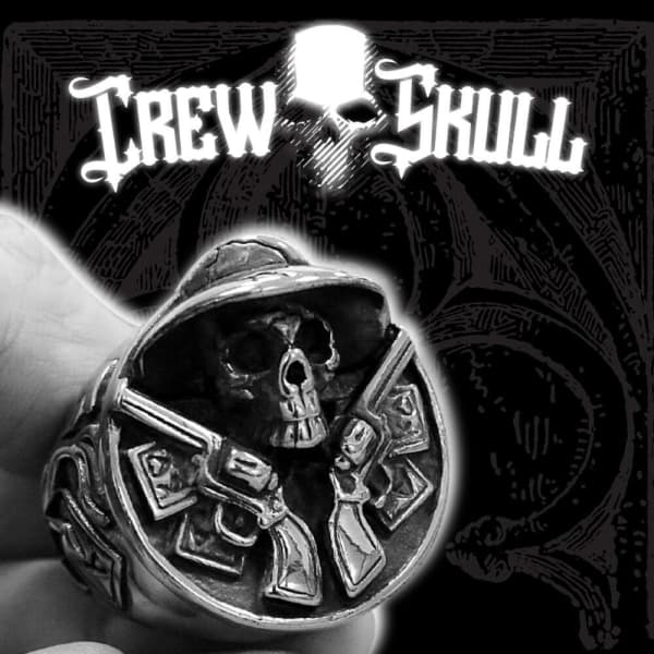 Cowboy Double Gun Skull Ring