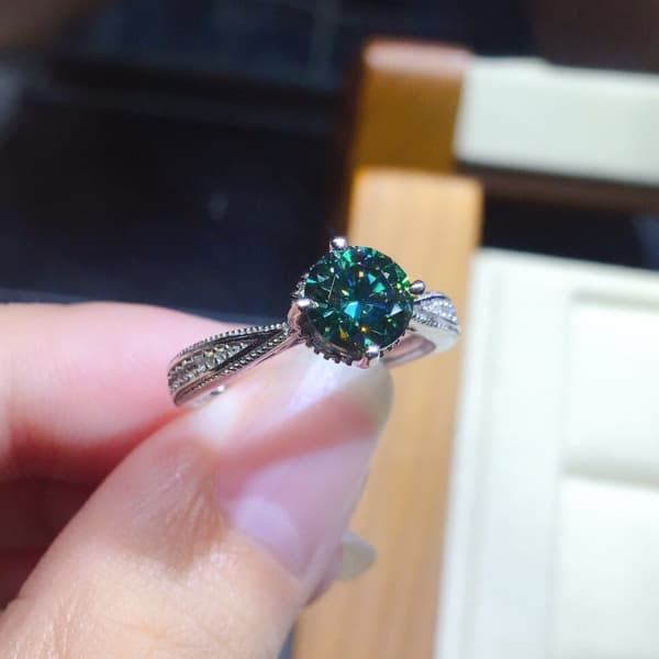 Green Amber Ring