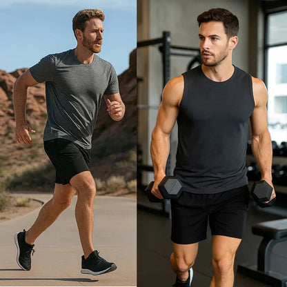 3-Pack Men's 2 in 1 Stretch Active Quick Dry Gym Running Shorts With Liner