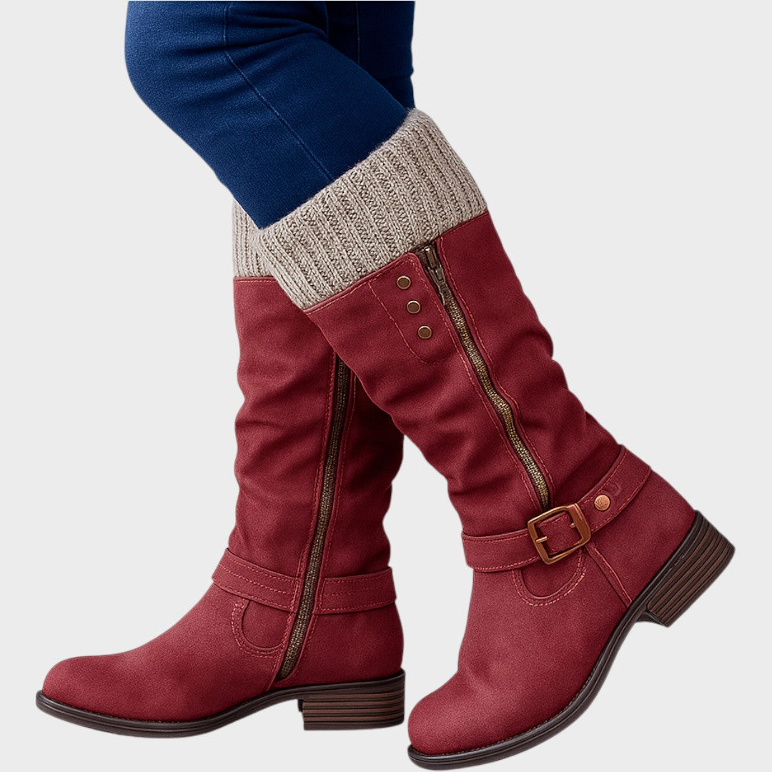Giana – Cozy Long Winter Boots with Knit Detail