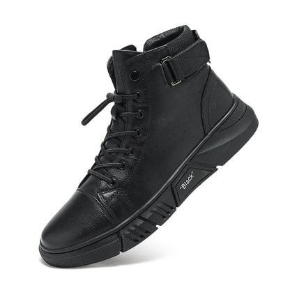 Men's Black Leather Solid Chelsea Boots