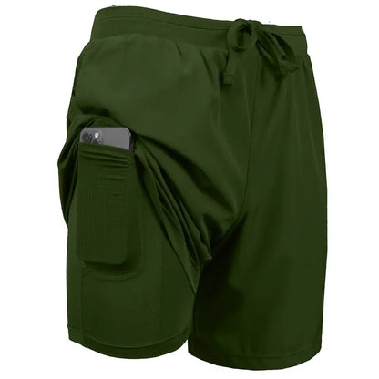 3-Pack Men's 2 in 1 Stretch Active Quick Dry Gym Running Shorts With Liner