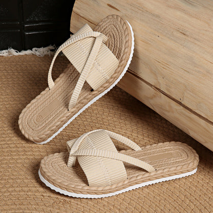 Boho-Chic Cross Strap Sandals