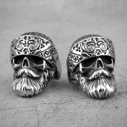 Bandana Beard Skull Ring