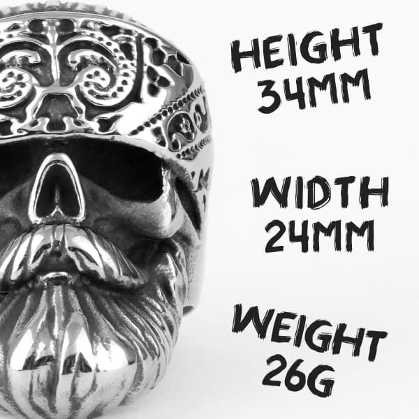 Bandana Beard Skull Ring