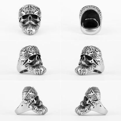 Bandana Beard Skull Ring