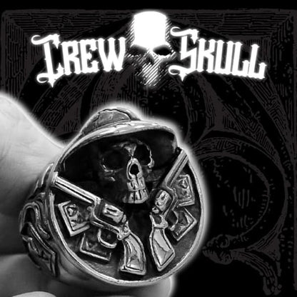 Cowboy Double Gun Skull Ring