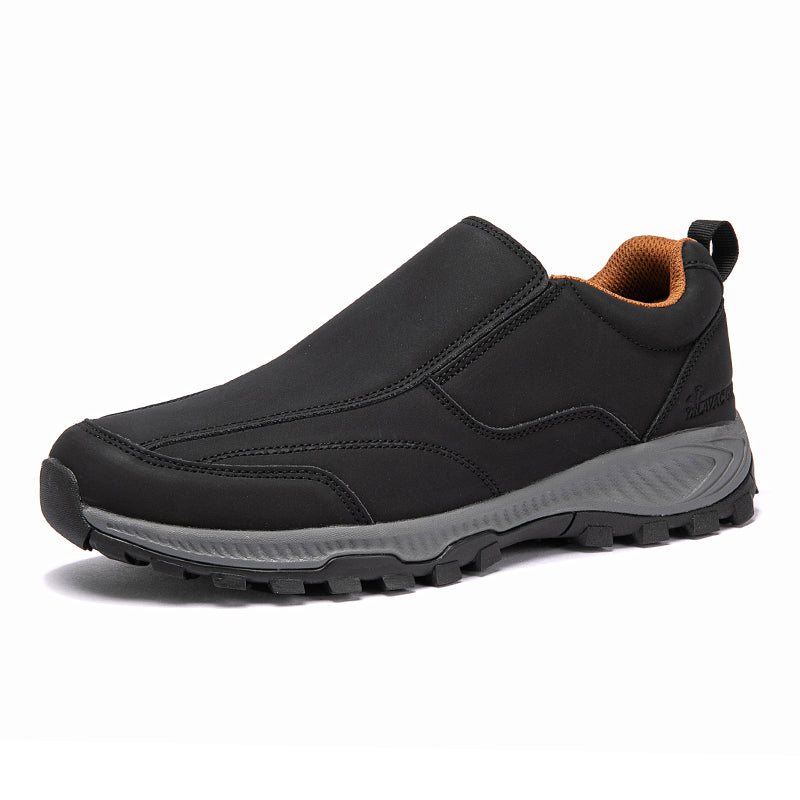 MEN'S COMFORTABLE GENUINE LEATHER SLIP-ON SNEAKERS WITH ARCH SUPPORT AND SHOCK ABSORPTION