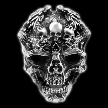 Gothic Silver Skull Head Ring