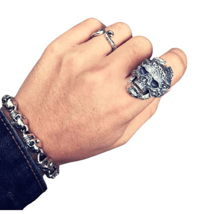 Gothic Silver Skull Head Ring