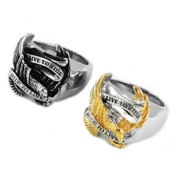 Live to Ride Biker Ring - High-quality stainless steel, Silver, Gold