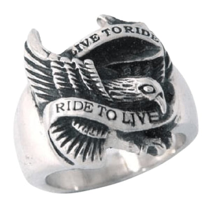 Live to Ride Biker Ring - High-quality stainless steel, Silver, Gold