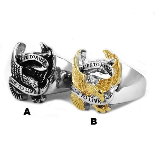 Live to Ride Biker Ring - High-quality stainless steel, Silver, Gold