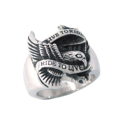 Live to Ride Biker Ring - High-quality stainless steel, Silver, Gold