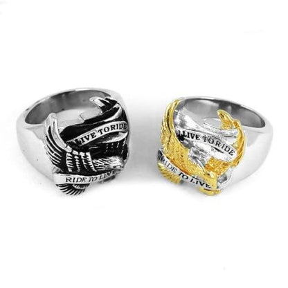 Live to Ride Biker Ring - High-quality stainless steel, Silver, Gold