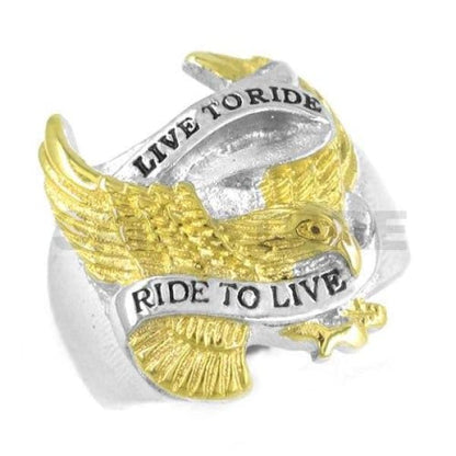 Live to Ride Biker Ring - High-quality stainless steel, Silver, Gold