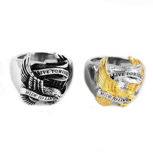 Live to Ride Biker Ring - High-quality stainless steel, Silver, Gold
