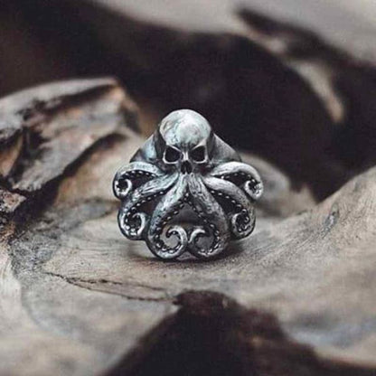 Octopus Skull Punk Ring