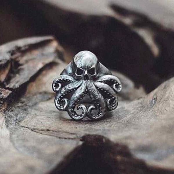 Octopus Skull Punk Ring