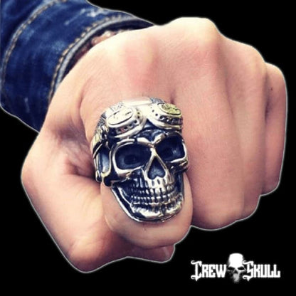 Skull Biker Silver Ring