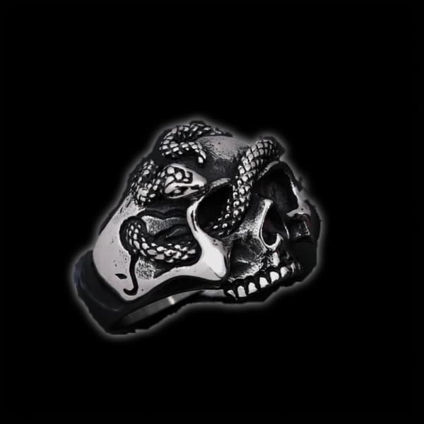 Snaky Skull Pinky Ring