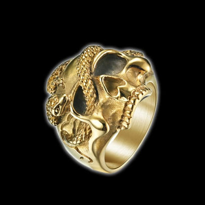 Snaky Skull Pinky Ring