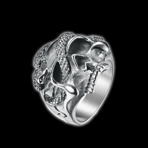 Snaky Skull Pinky Ring