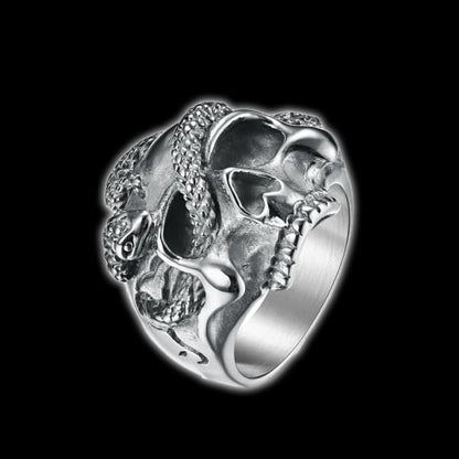 Snaky Skull Pinky Ring