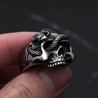 Snaky Skull Pinky Ring