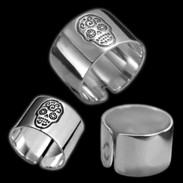 Sugar Skull Ring Silver