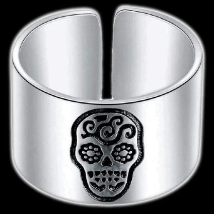Sugar Skull Ring Silver