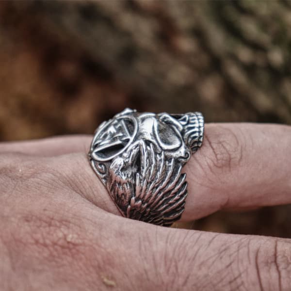 Valknut Skull ring
